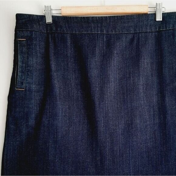 WHITE STUFF / Blue Jean Short Mini Skirt Decorative Stitching Detail Sz 16 - Picture 2 of 9